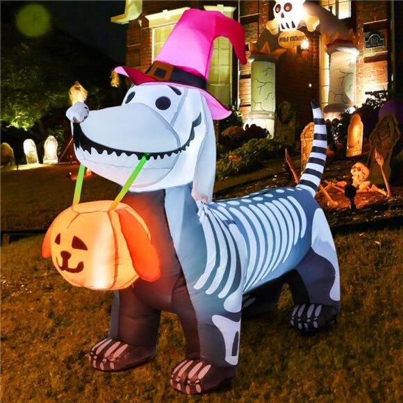 GOOSH 5.5 FT Halloween Inflatables Outdoor‎ Decorations Skeleton Puppy - Picture 4 of 7